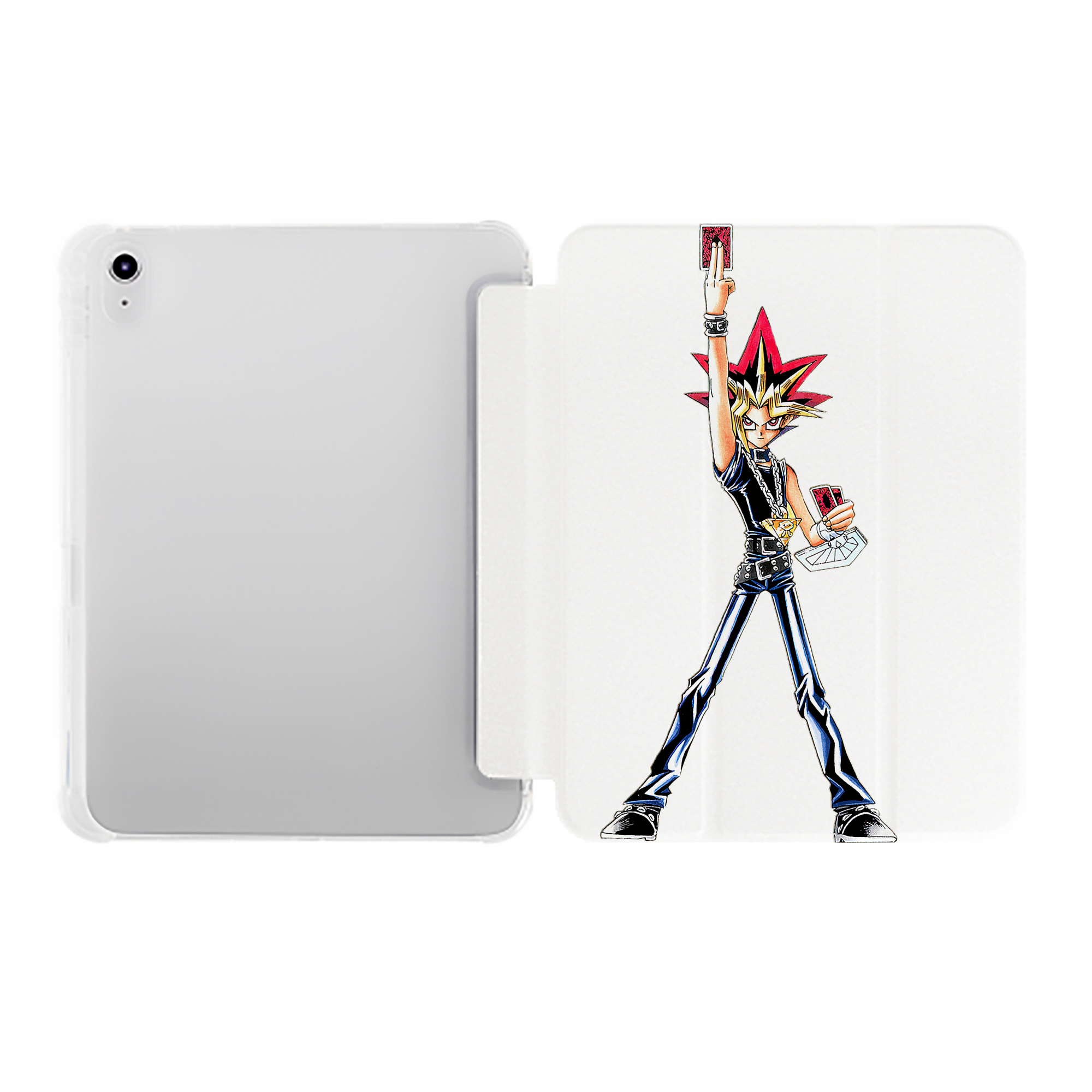 （画像用） 遊☆戯☆王 Yu-Gi-Oh! IPad ケース ペン収納付き 三つ折りスタンド PUレザー×シリコン 対応機種9.5/10.5/10.9インチ